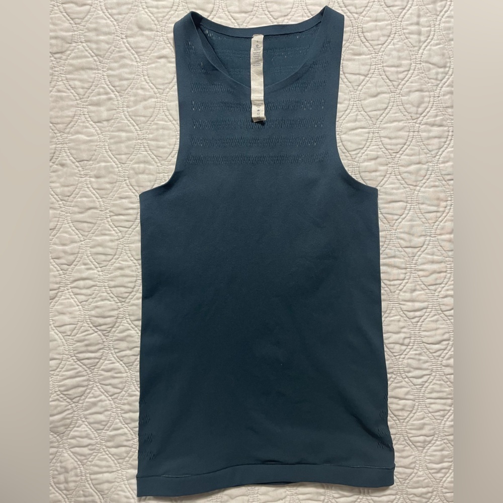#11- LULULEMON teal perforated racerback tank top